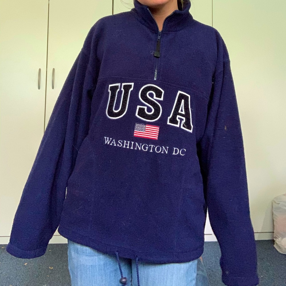 Large blue USA quarter zip